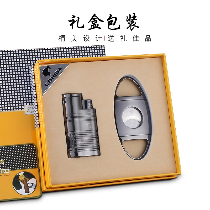 COHIBA GALINER Butane Gas 4 Torch Jet Flame With Cigars Cutter | Дом и сад