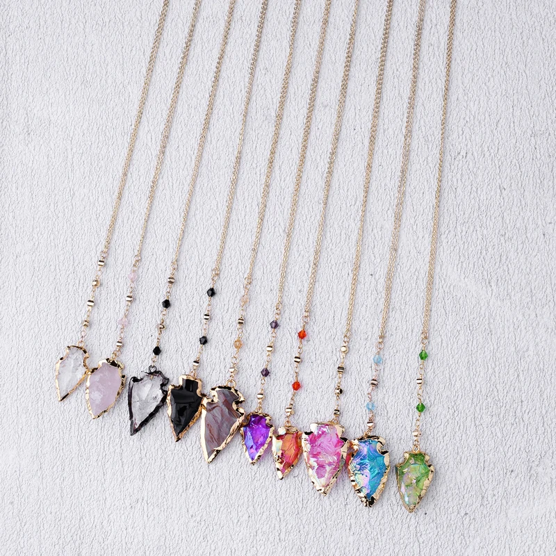 BOJIU горячая Распродажа подвеска из каменной друзы длинное ожерелье модное летнее