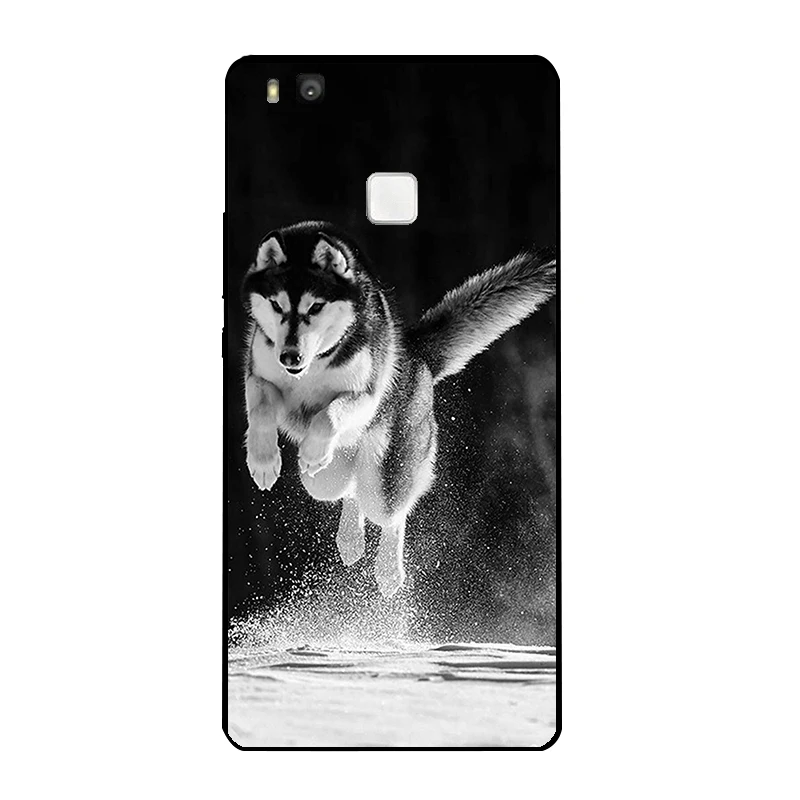 Black Soft TPU For Huawei P9 Lite Back Cover 5.2 Inch DIY Ascend G9 Phone Case Bumper Shell Husky Pattern Coque | Мобильные телефоны