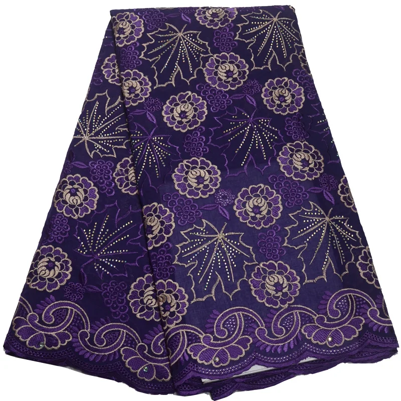

Бесплатная доставка (5 ярдов/шт) 2019 африканская швейцарская вуаль кружевная ткань в фиолетовом цвете с замечательной вышивкой и камнями для ...