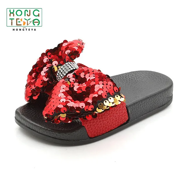 Летние тапочки для девочек Нескользящие пляжные сандалии из ПВХ шлепанцы с