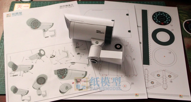 Камера видеонаблюдения 3d модель из бумаги пазл 1:1 ручная работа DIY стерео