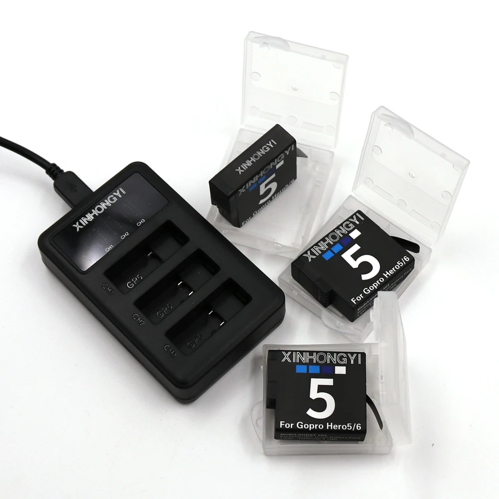 1600 мАч bateria Go pro hero 7 hero 5 батарея светодиодный 3 порта зарядное устройство для GoPro hero 5 hero 5 6 hero 7 hero 6 black аксессуары для камеры