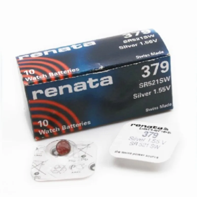 5 шт./лот оксид серебра renata часы батарея 379 SR521SW 521 1,55 в бренд renata 379 renata 521 батарея