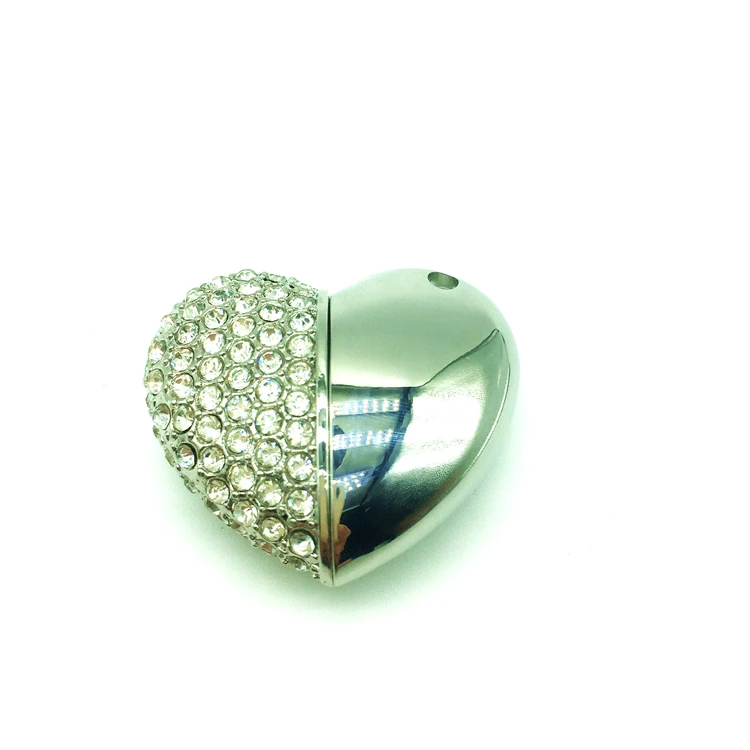 Металлический кристалл сердце USB флэш накопитель + Подарочная коробка