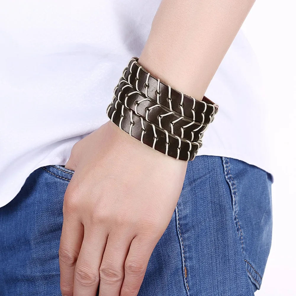 Тигр Тотем Панк ювелирные изделия коричневый Пояса из натуральной кожи браслет