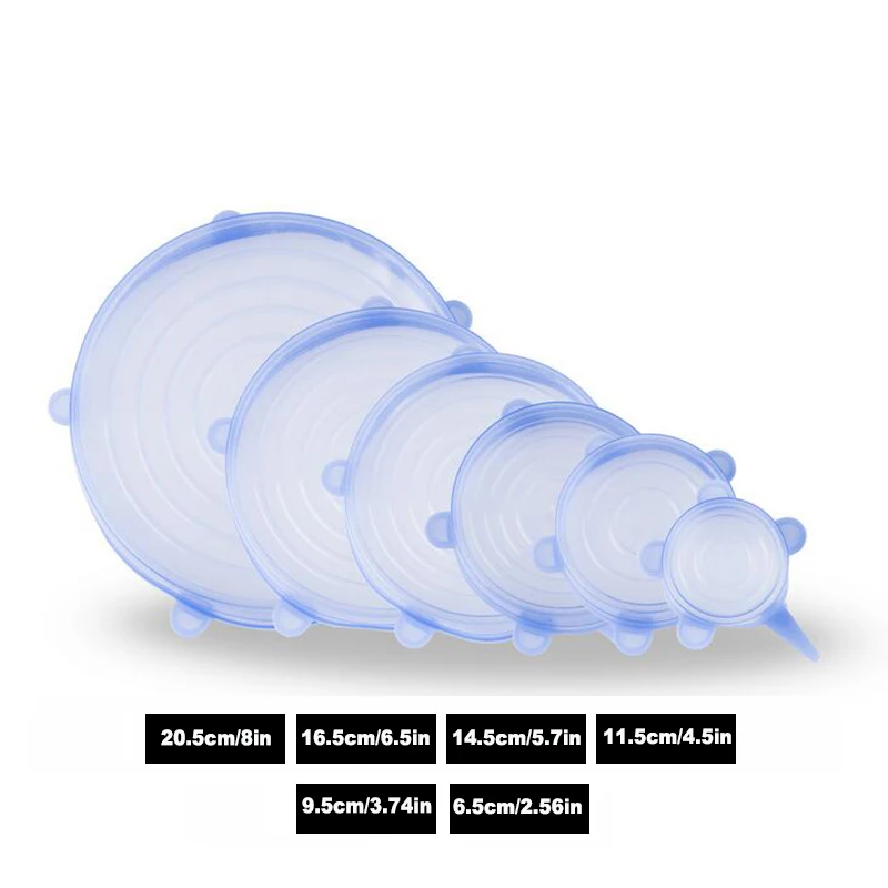 6 шт. многоразовые силиконовые Еда свежие герметичный крышки уплотнения вакуум