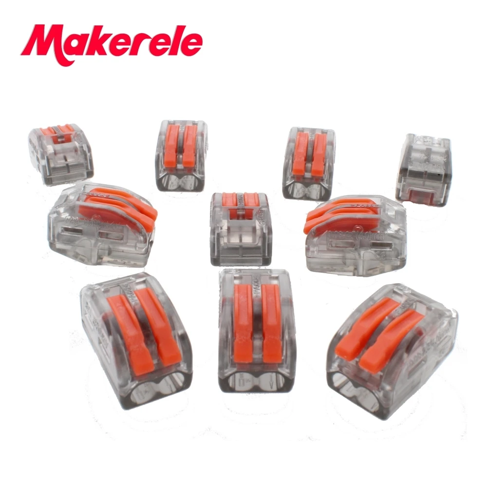 

10pcs Makerele 222-412(PCT212) Universal Compact Wire Wiring Connector 2 pin Conductor Terminal Block With Lever 0.08-2.5mm2