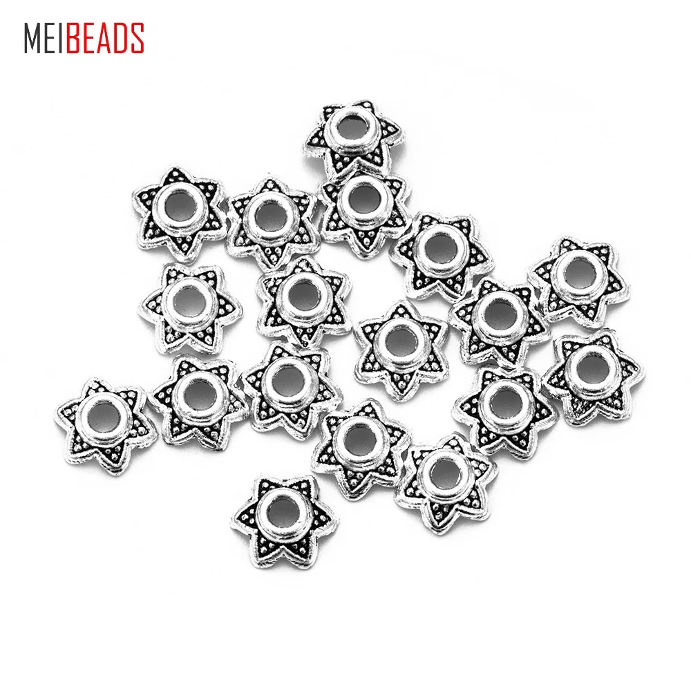 

MEIBEADS 50 pcs/lot 6 mm Alloy The Ancient Silver Color Bead Caps Receptacle Jewelry Findings Accessories UF7039