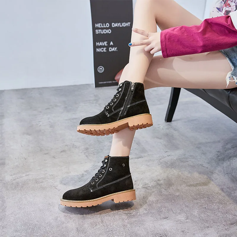 Botas mujer 2019 повседневная обувь женские ботинки Martin модные брендовые Ретро из