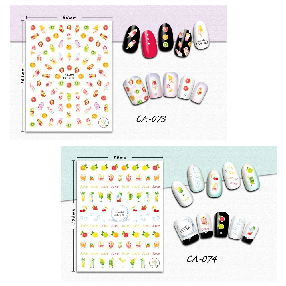 1 лист смешанные цвета модные узоры стикеры 3D на ногти Nail Art осень/лето тематический дизайн очаровательные наклейки Маникюрный Инструмент BECA073-081