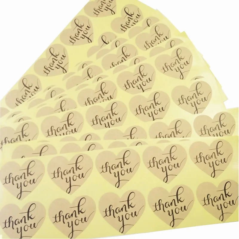 100 шт./лот винтажная серия Thank you наклейка из крафт бумаги romatic Heart design для изделий
