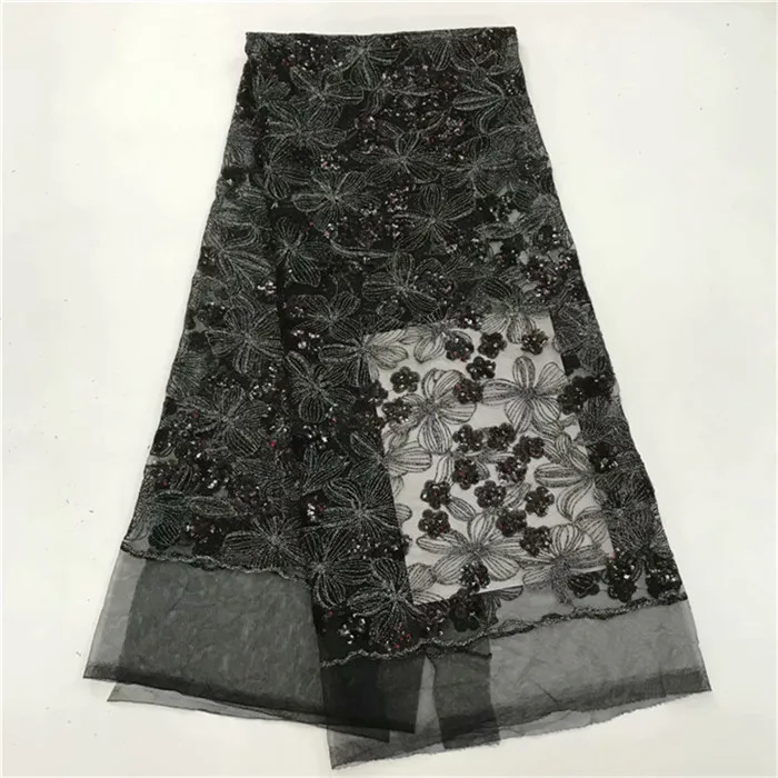 

Nigerian sequins lace fabric elegant flower French chiffon lace latest mesh fabric African lace fabric 2019-YF12