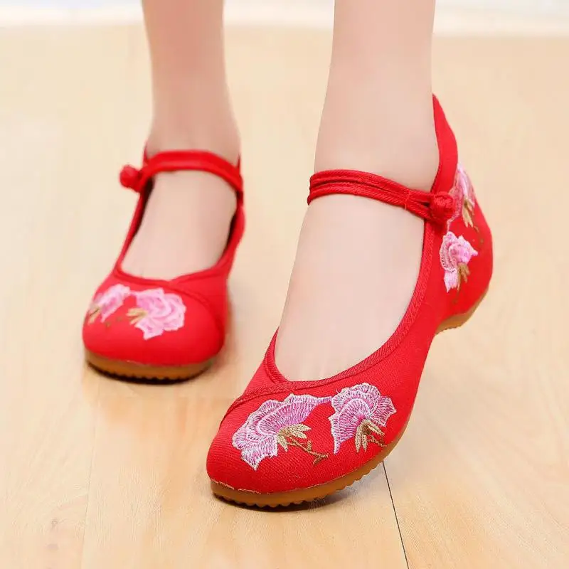 Женские тканевые туфли Old Beijing с вышивкой китайские парусиновые на плоской