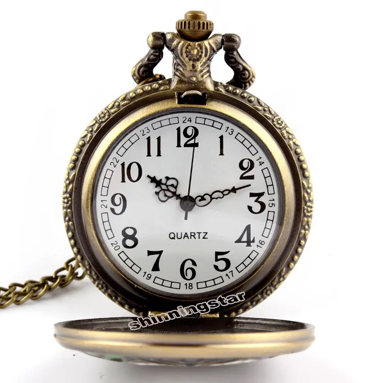 Прекрасный Черный и белый цвета Сова кварцевые карманные часы Подарочное