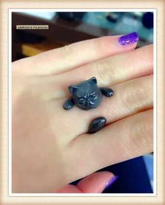 Новейшее Ретро Хиппи Гарфилд Кот кольцо свободного размера модное животное