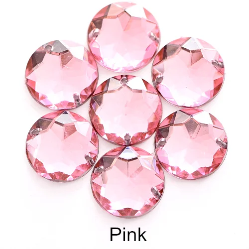Pink 6 размеров Цветные Красные пришивные стразы, Хрустальные акриловые пришивные стразы с плоской задней стороной, акриловые круглые фаски для одежды Y3493 - Цвет: Pink