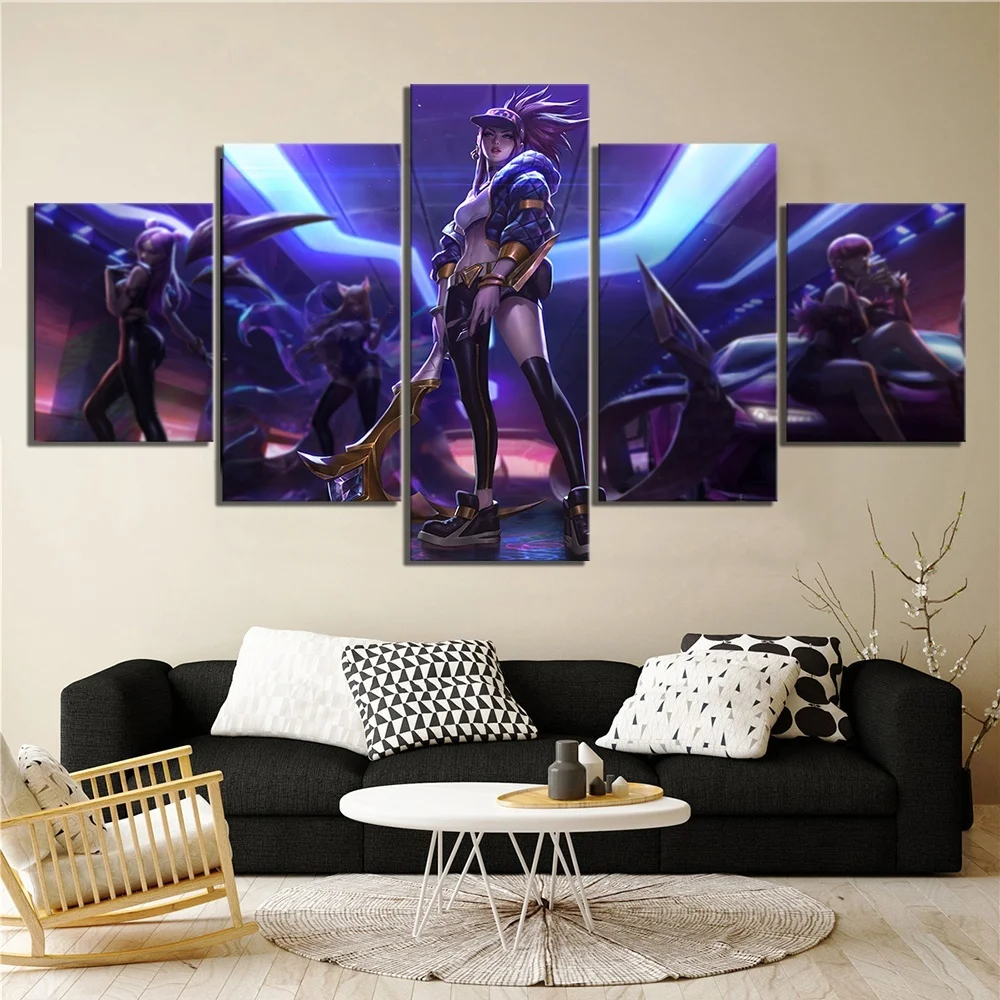 5 панелей Холст Картина Лига Легенд KDA Akali фотографии домашний декор настенная