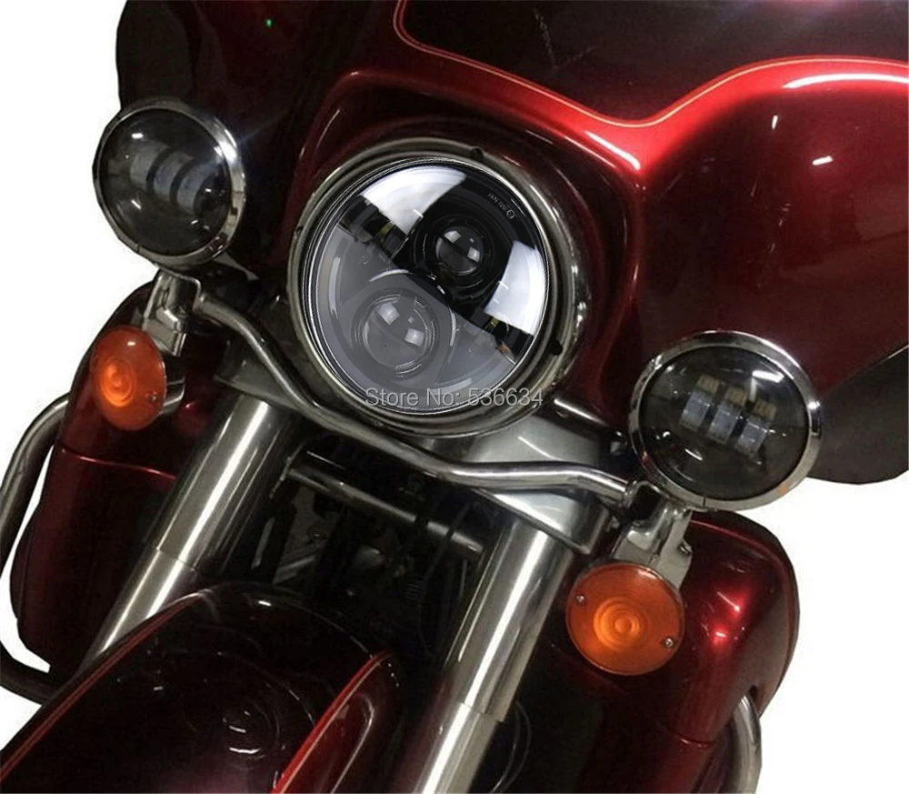 

7 Inch LED Round Projector Headlight With Matching 4.5 Inch LED Passing Fog Lamps For Motorcycle Heritage Softail