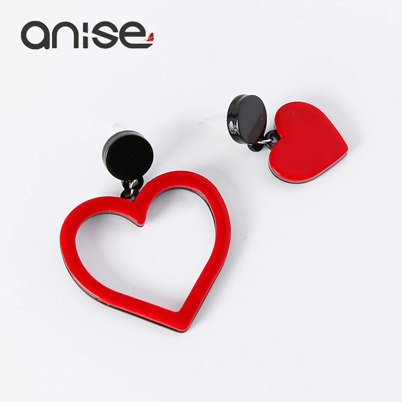 Женские акриловые серьги в форме сердца Anise открытые асимметричные гвоздики