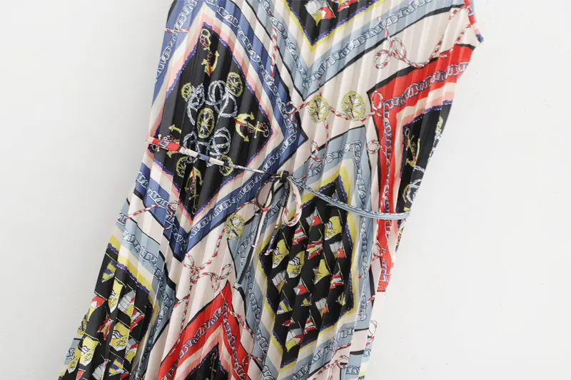 Летнее платье 2019 Новое поступление популярные принты узор морщинистые атласные