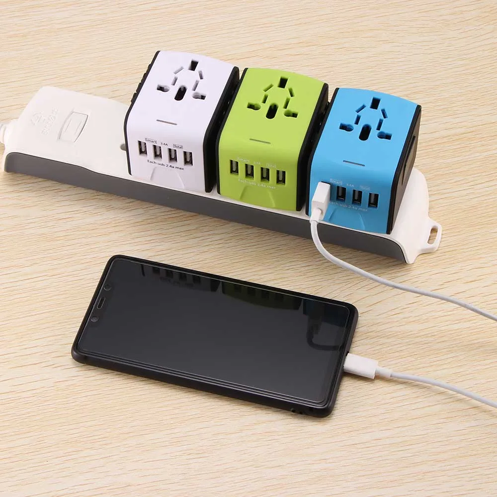 1 шт. Универсальное зарядное устройство адаптер 4 USB порта адаптер по всему миру электрическая розетка США Великобритания ЕС Австралия Международная дорожная вилка
