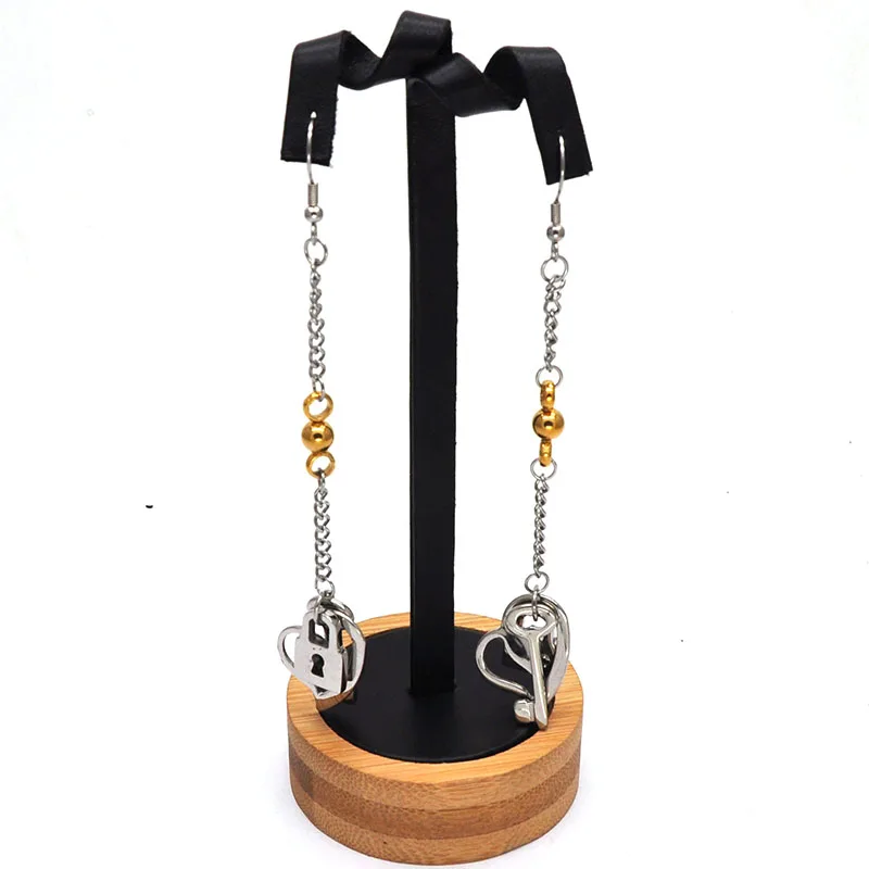 Pendientes Trendy Stainless Steel Drop Earrings Silver Love heart keys locks pattern Personalized Jewelry For Women E032219 | Украшения и