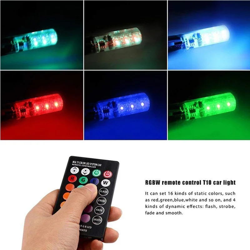 FLYCAR T10 W5W RGB LED подсветка для чтения интерьера автомобиля 16 видов цветов сменная