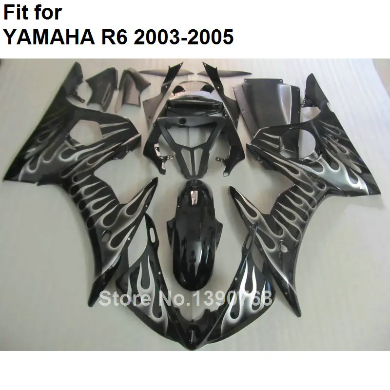 Набор обтекателей кузова мотоцикла для YAMAHA Белый Пламя Черный R6 2003 2004 2005