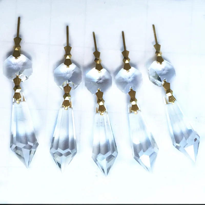 30 шт./лот прозрачный 38 м Кристальный u образный кулон + восьмиугольный шарик 14 мм