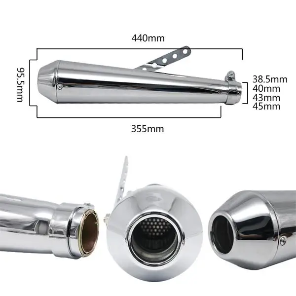1pcs right silver Alconstar-39-46 мм Мотоцикл Мотокросс кафе гонщик глушитель выхлоп Ретро вертикальный задний глушитель давление для Harley выхлоп - Цвет: 1pcs right silver
