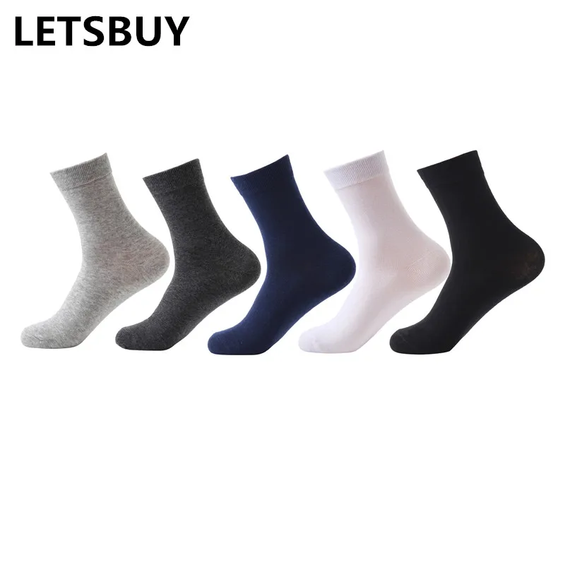 LETSBUY 5pairs / lot mens socks cotton business dress socks solid colored black white short socks for man Calcetines masculinos
