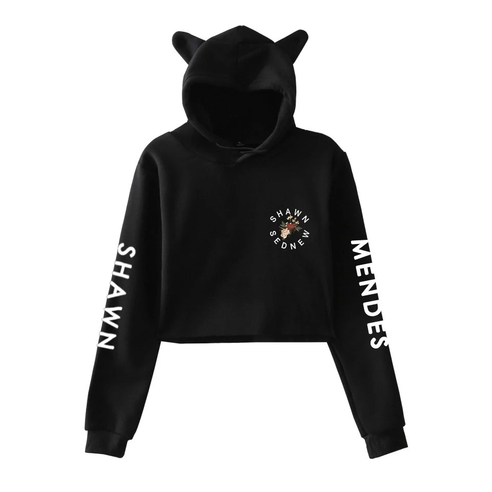 Толстовки Shawn Mendes короткий топ с длинным рукавом милая Женская одежда для девочек