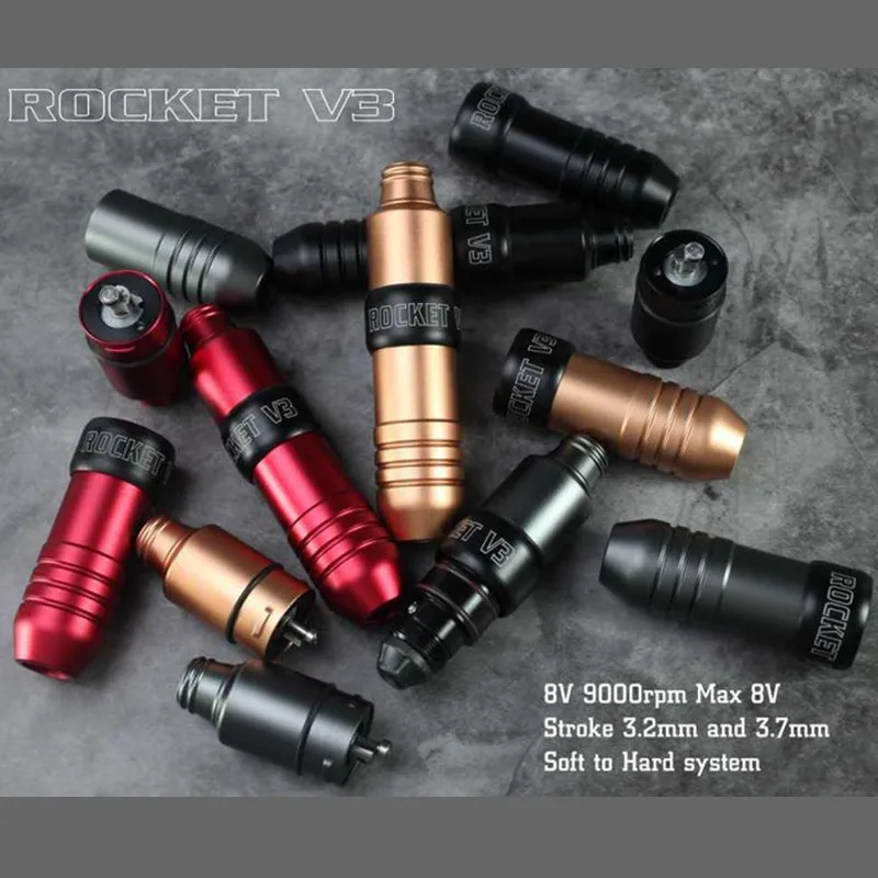 Профессиональная ротационная Перманентная ручка для татуировки Rocket V3, машинка для татуажа, пистолет, шейдерный лайнер, 4 цвета, разные поставки