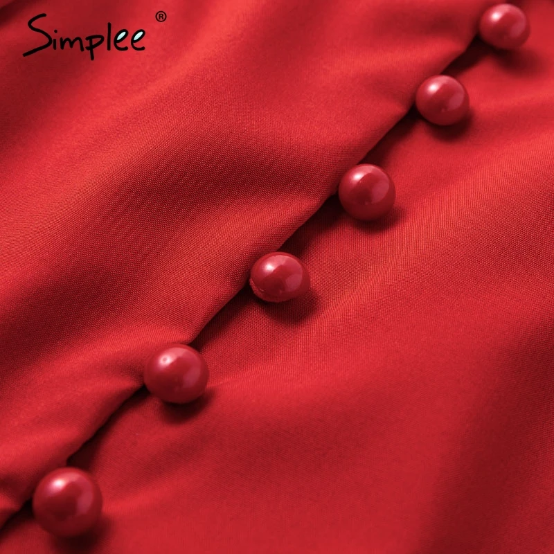 Simplee Сексуальная женская блузка с v образным вырезом рубашка буфами на рукавах