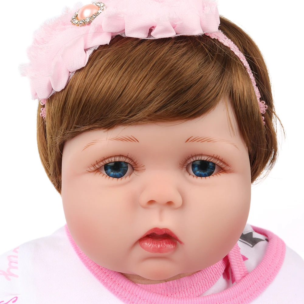 Кукла реборн силиконовая 55 см Реалистичная кукла-реборн с коричневыми волосами