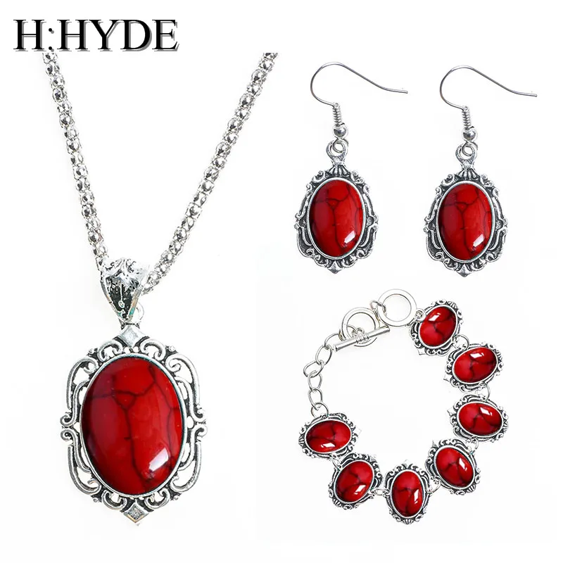 Комплект украшений H:HYDE 1 комплект Винтажный Зеленый Свежий кулон ожерелье серьги