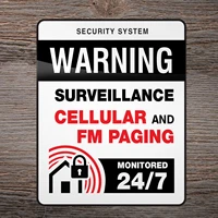 warning sticker home shop store security system monitored 247