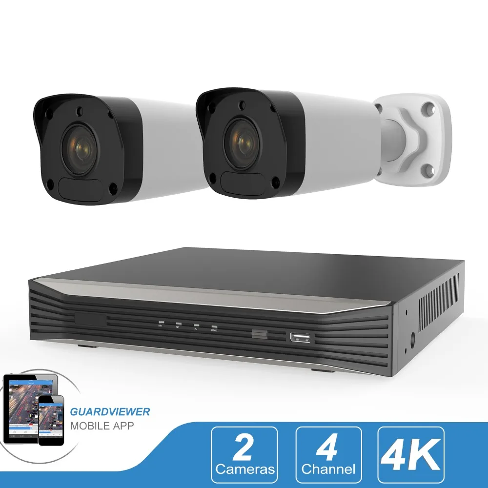 Play & 4CH POE NVR комплект H.265 4 канала видеонаблюдения CCTV камера система Открытый 2 шт 5MP