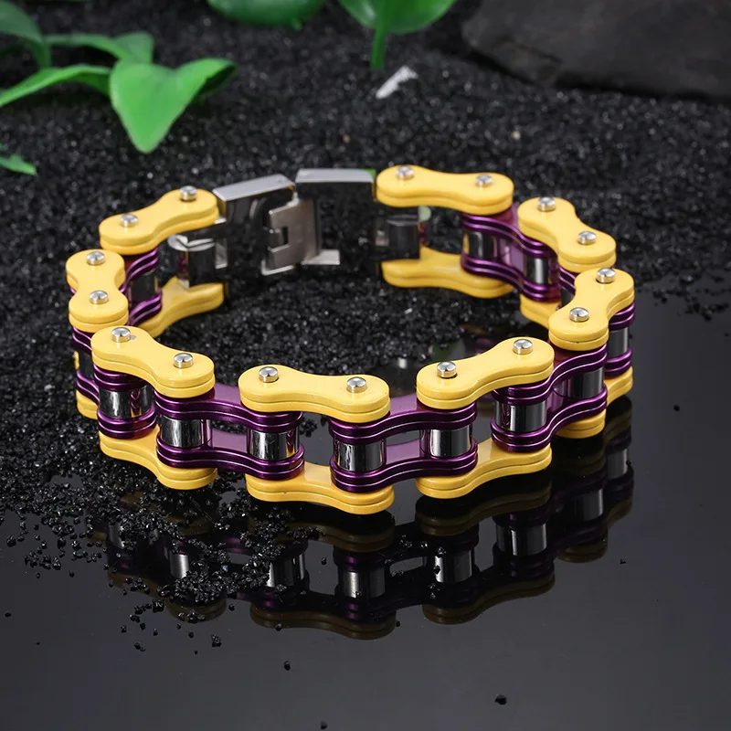 

Titanium steel locomotive punk bracelet men 's stainless steel bicycle chain bracelet jewelry accessories wholesale
