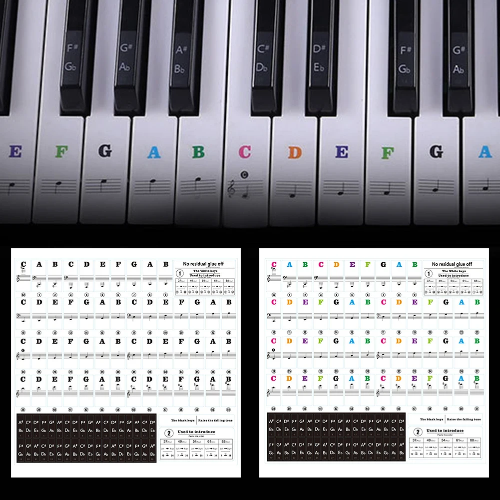 PVC Music Keyboard Easy Clean Speeds Memory Clear Reusable Stave Piano Sticker Protection Decor Transparent Eco-friendly 88 Key | Спорт и