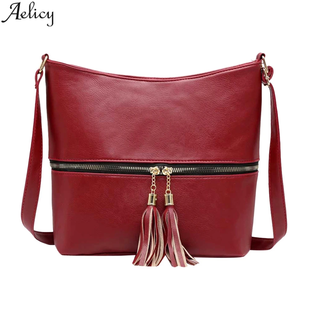 Женская сумка мессенджер Aelicy модная однотонная из искусственной кожи с клапаном