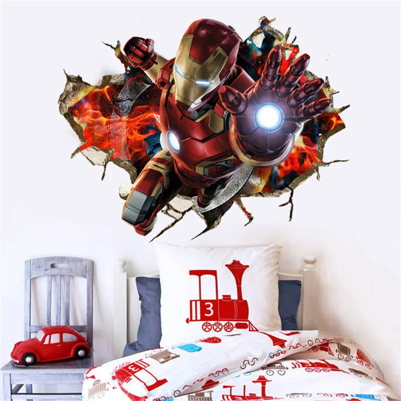 70*50 см Железный человек Новые Мстители 4 эндшпиль DIY 3D Стикеры Детская комната