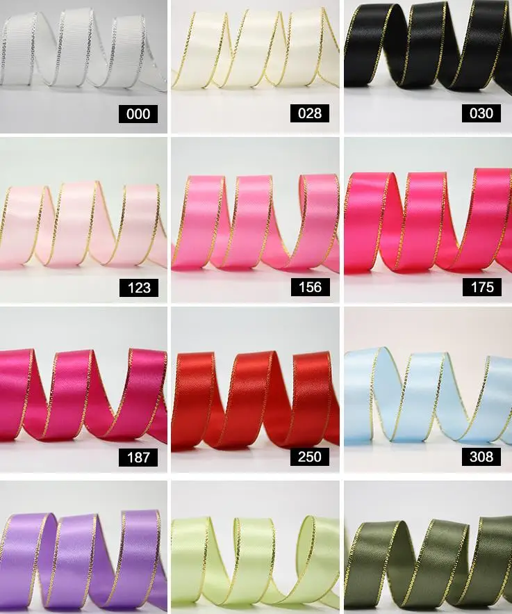 

Golden edge ribbon wedding party DIY favor boxes accessories presents gift wrap packing ribbon decors 100 yard/roll 35colors