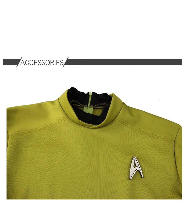Startreks Beyond Costume Caption Кёрк Спок Косплей рубашка оригинальная серия желтая форма для взрослых мужчин Хэллоуин Карнавальный наряд