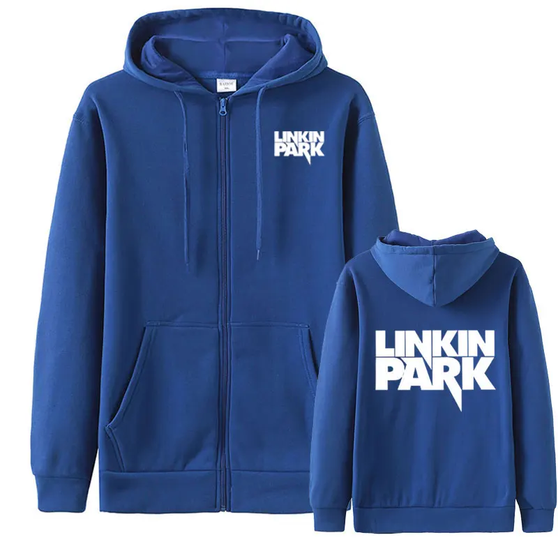 Лидер продаж осень Linkin Park напечатаны модные мужские толстовки Мужская и Женская куртка Свитшот флисовый обычный на молнии пальто - Цвет: blue