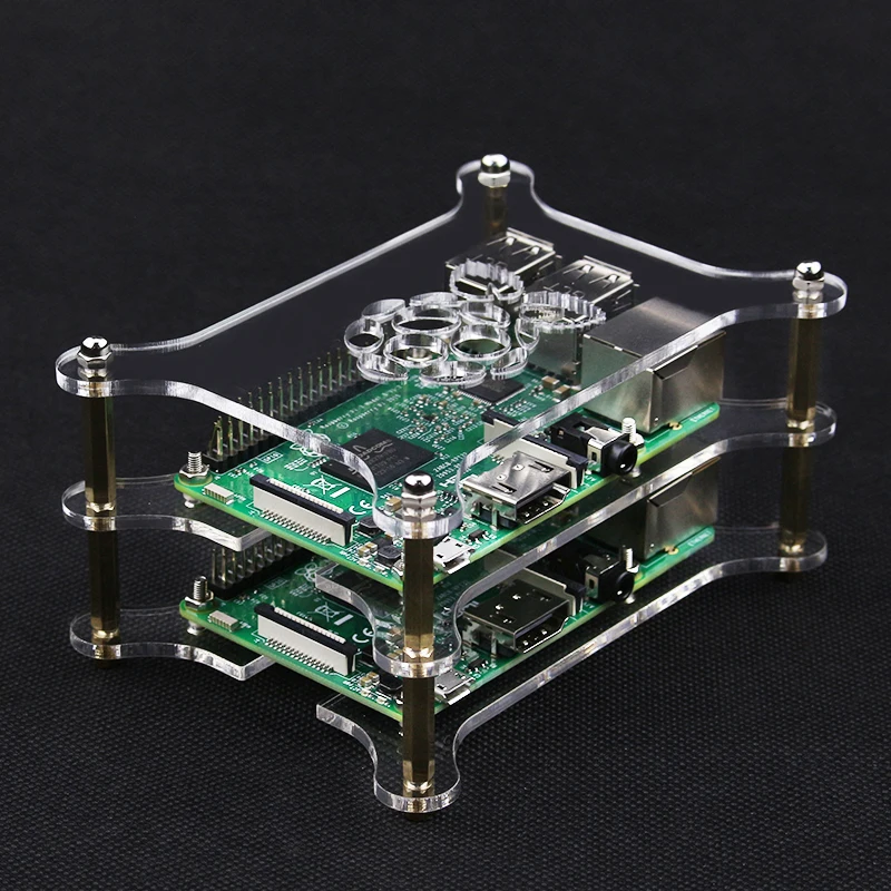Для Raspberry Pi 4 акриловый чехол 1-5 слоев Штабелируемая собачья кость коробка прозрачный корпус подходит Raspberry Pi 3 Model B 3B Plus 2B 4B