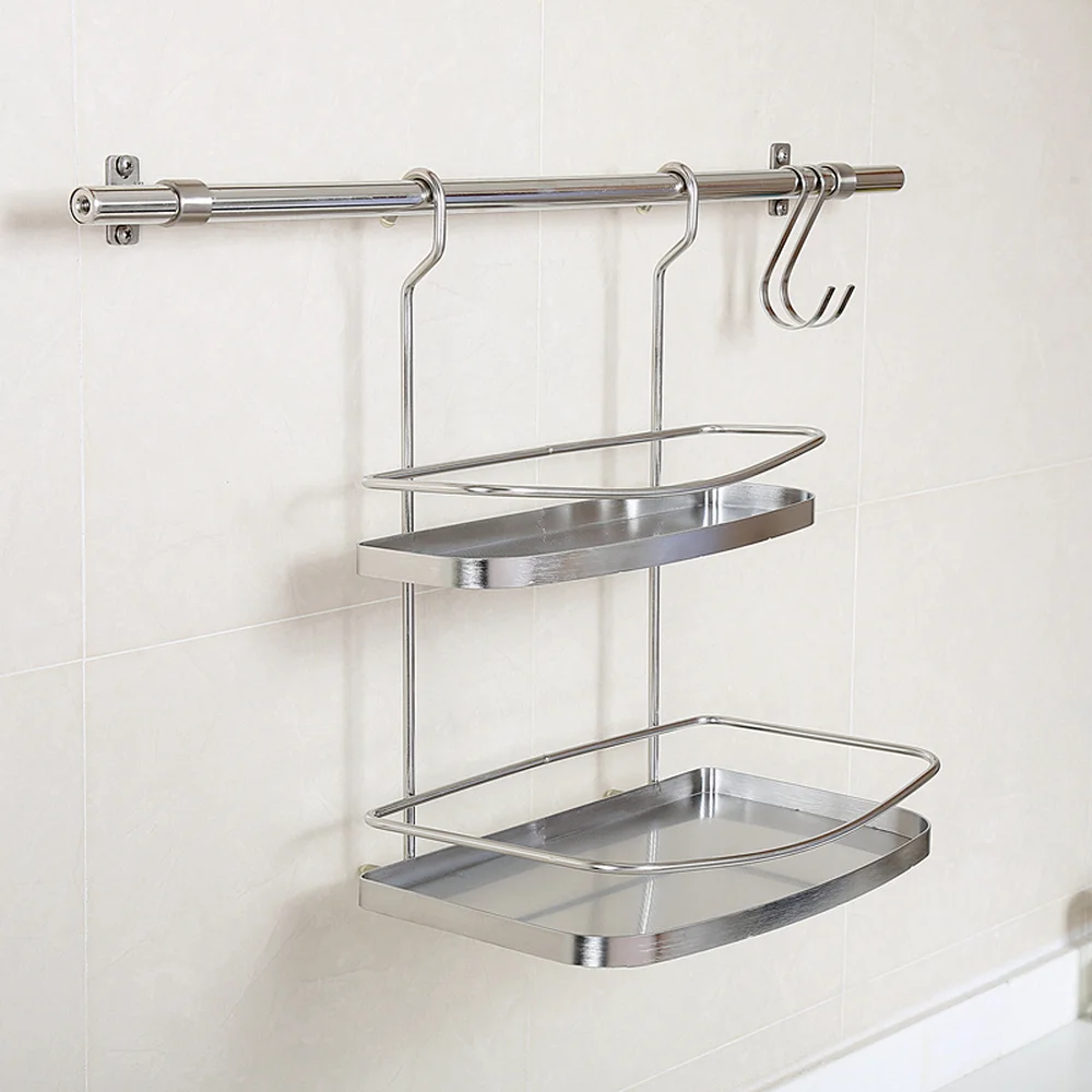 304 нержавеющая сталь Висячие тигель стеллажи кухонная полка настенная для