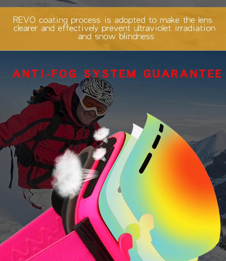 SHAFEEK брендовые лыжные очки двухслойные UV400 Анти-туман большая Лыжная маска очки для катания на лыжах мужские и женские зимние сноубордические очки