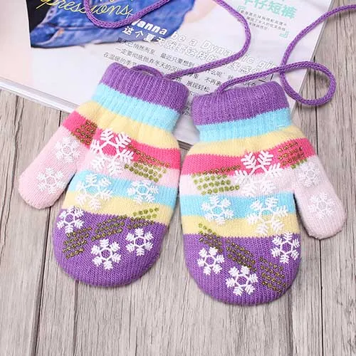 candy purple Miya/высококачественные утепленные детские зимние теплые снежные шнурок для цветов, перчатки, мягкие вязаные перчатки на запястье, варежки для рождественского подарка - Цвет: candy purple
